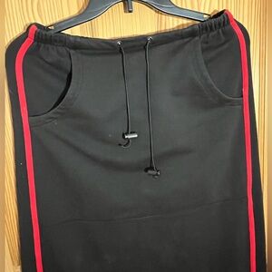 Elegant Black Pencil Skirt with Red Trim